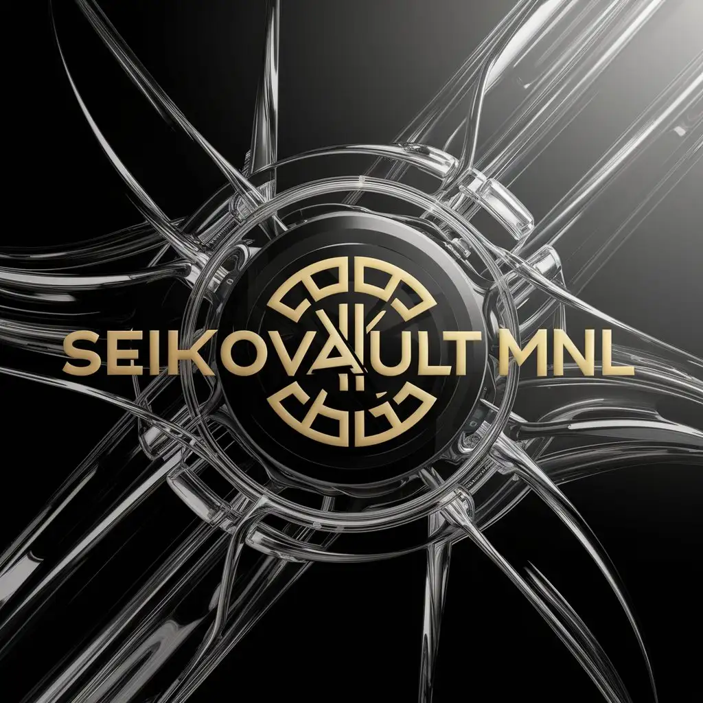 LOGO Design for Seikovault MNL Gold Font Black Background with Watch Symbol