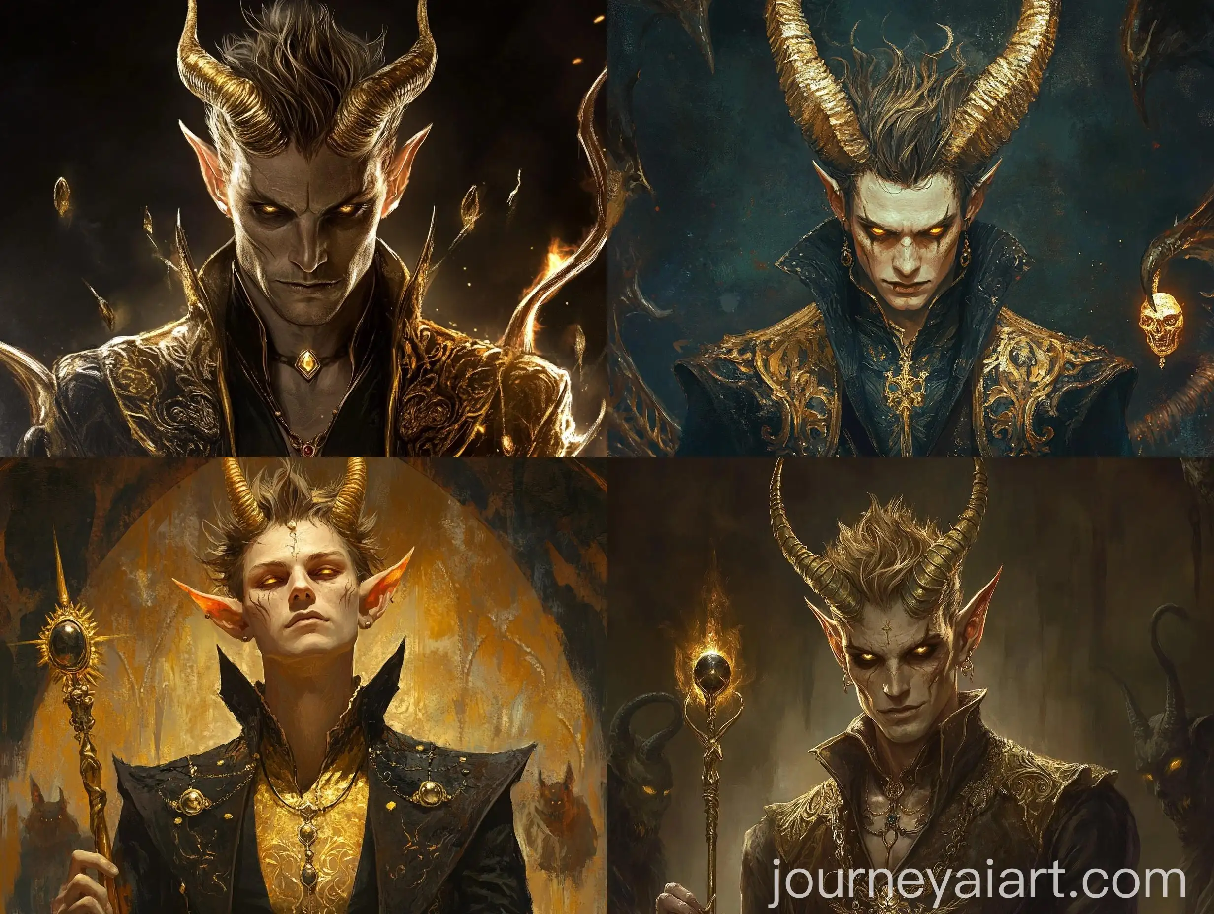 Demon-King-Performing-for-Crowds-in-Hell-with-Golden-Ornaments-and-Staff