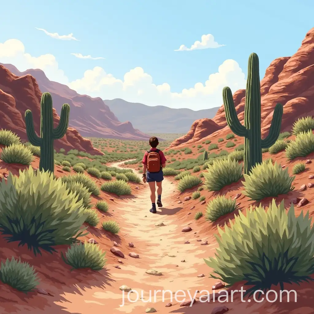 Hiker-Exploring-Desert-Trails-under-Clear-Sky