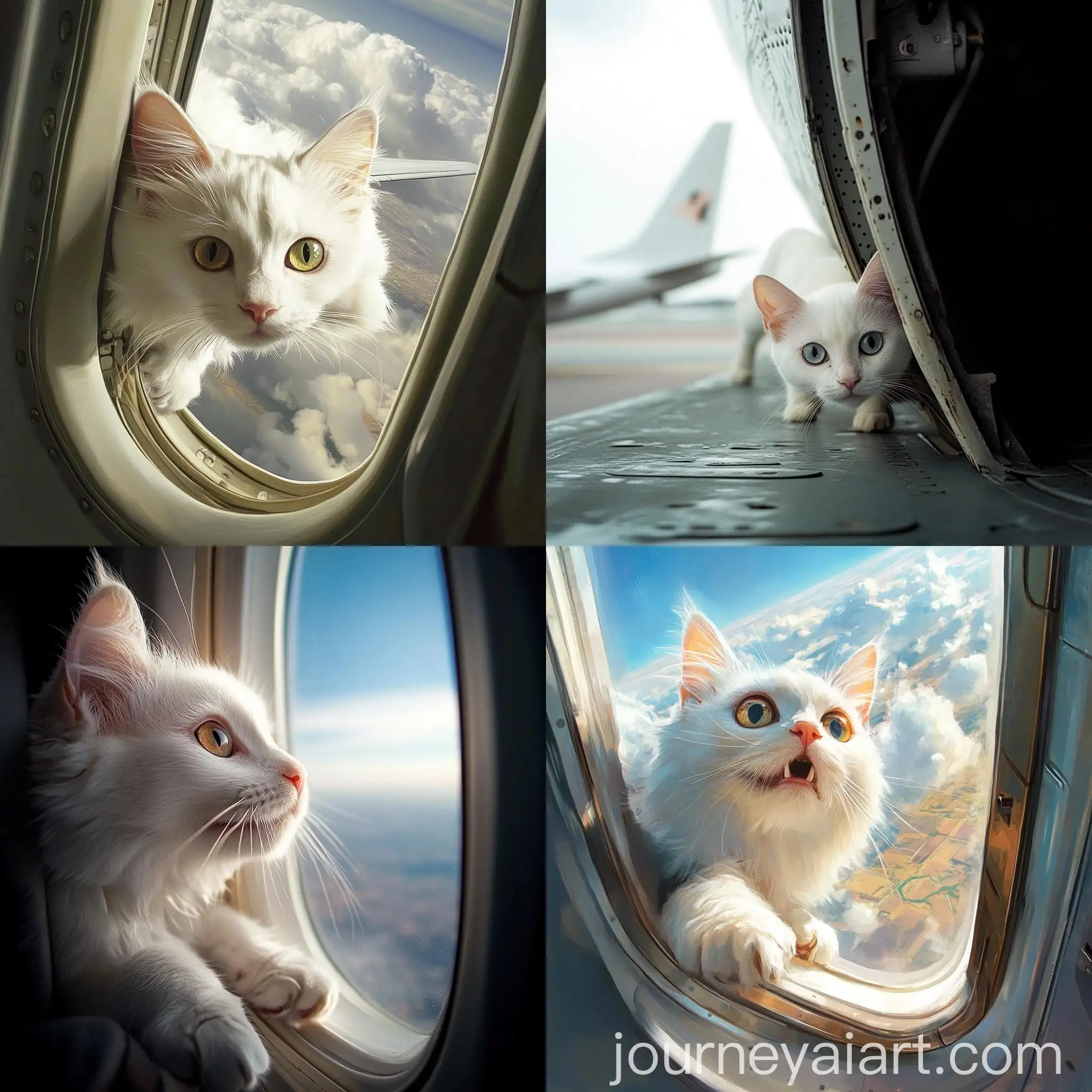 Curious-White-Cat-Sneaking-up-on-an-Airplane