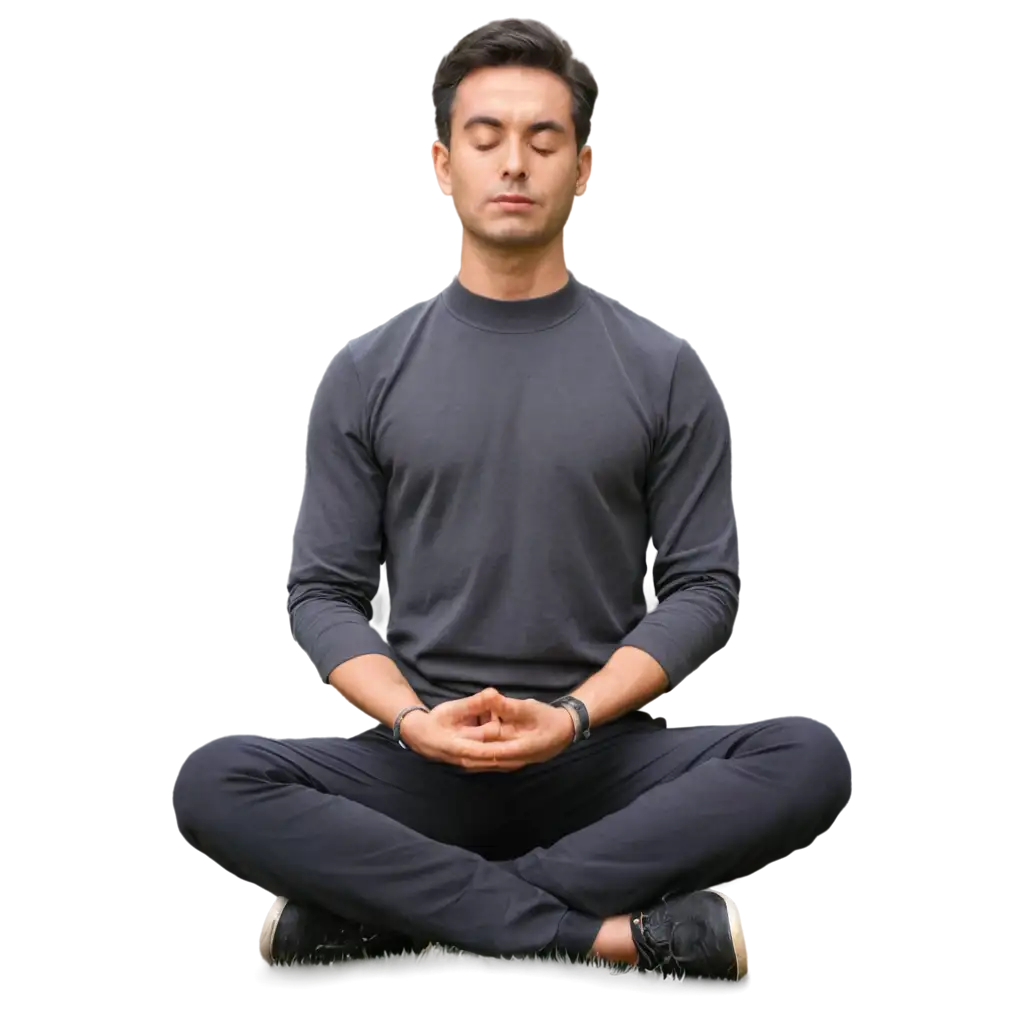 PNG-Image-Serene-Meditation-Scene-with-a-Man-in-CloseEyed-Sitting-Position