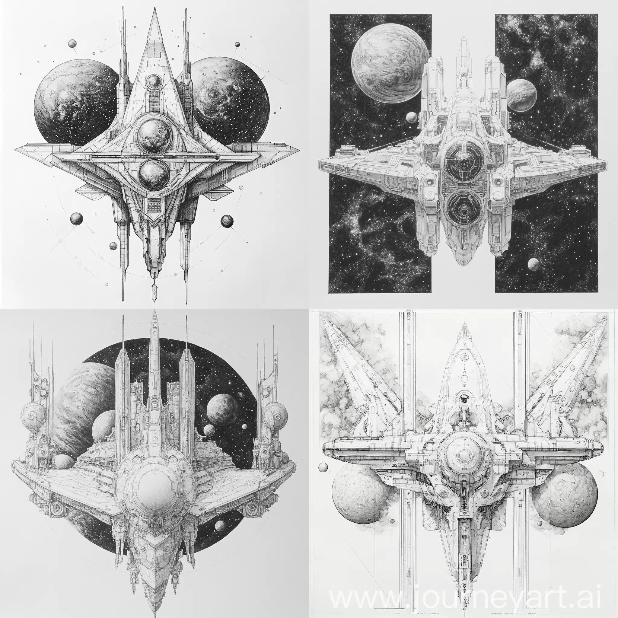 Symmetrical-Starship-Drawing-Amidst-a-Galactic-Landscape