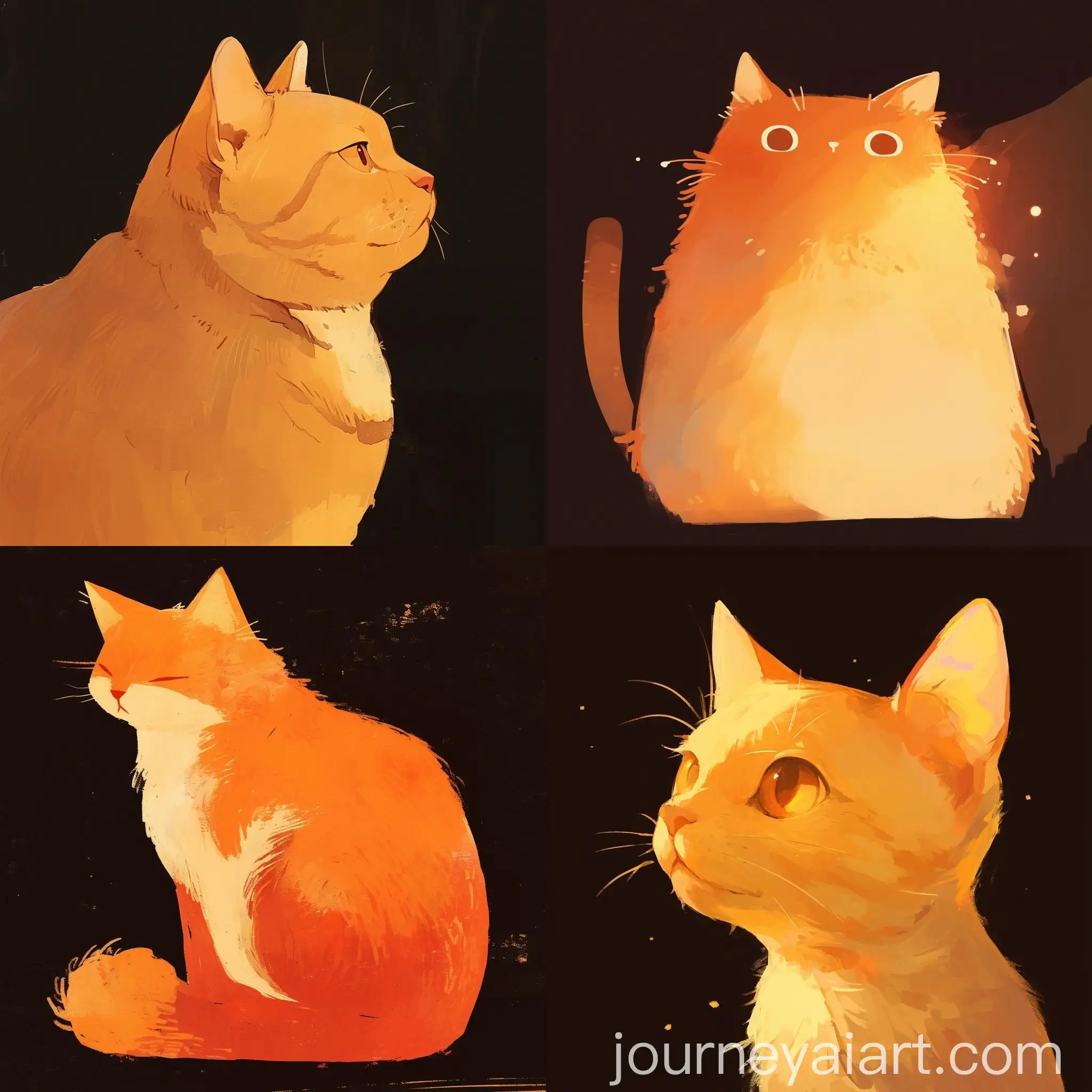 Orange-Cat-Sitting-Majestically-on-Black-Background