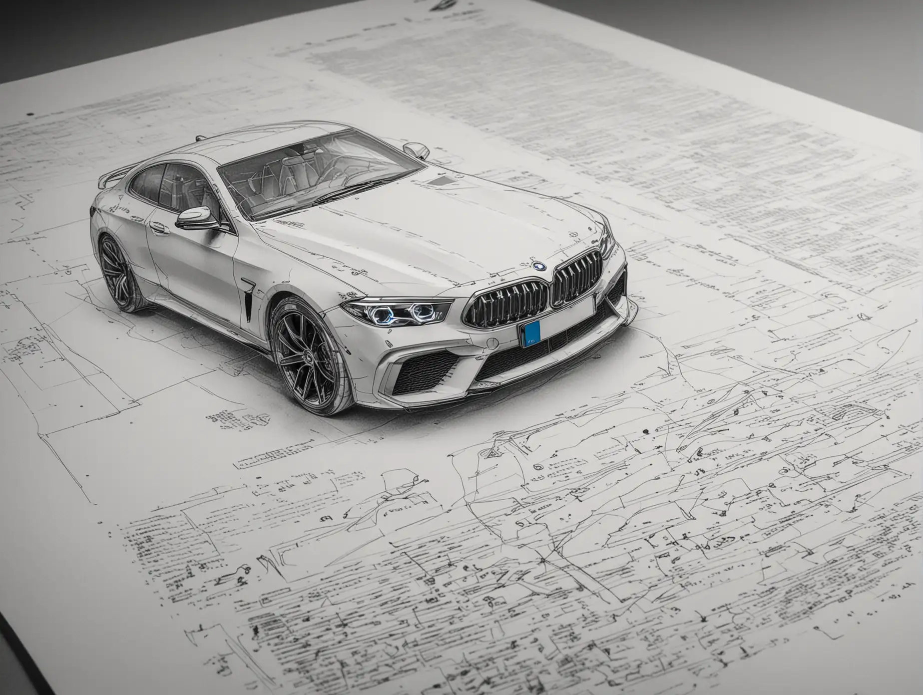 background image with engineering documentation for BMW, Mercedes, sketched in minimal style and barely recognized, ecu tuning, professional level, high quality equipment for software engineering.