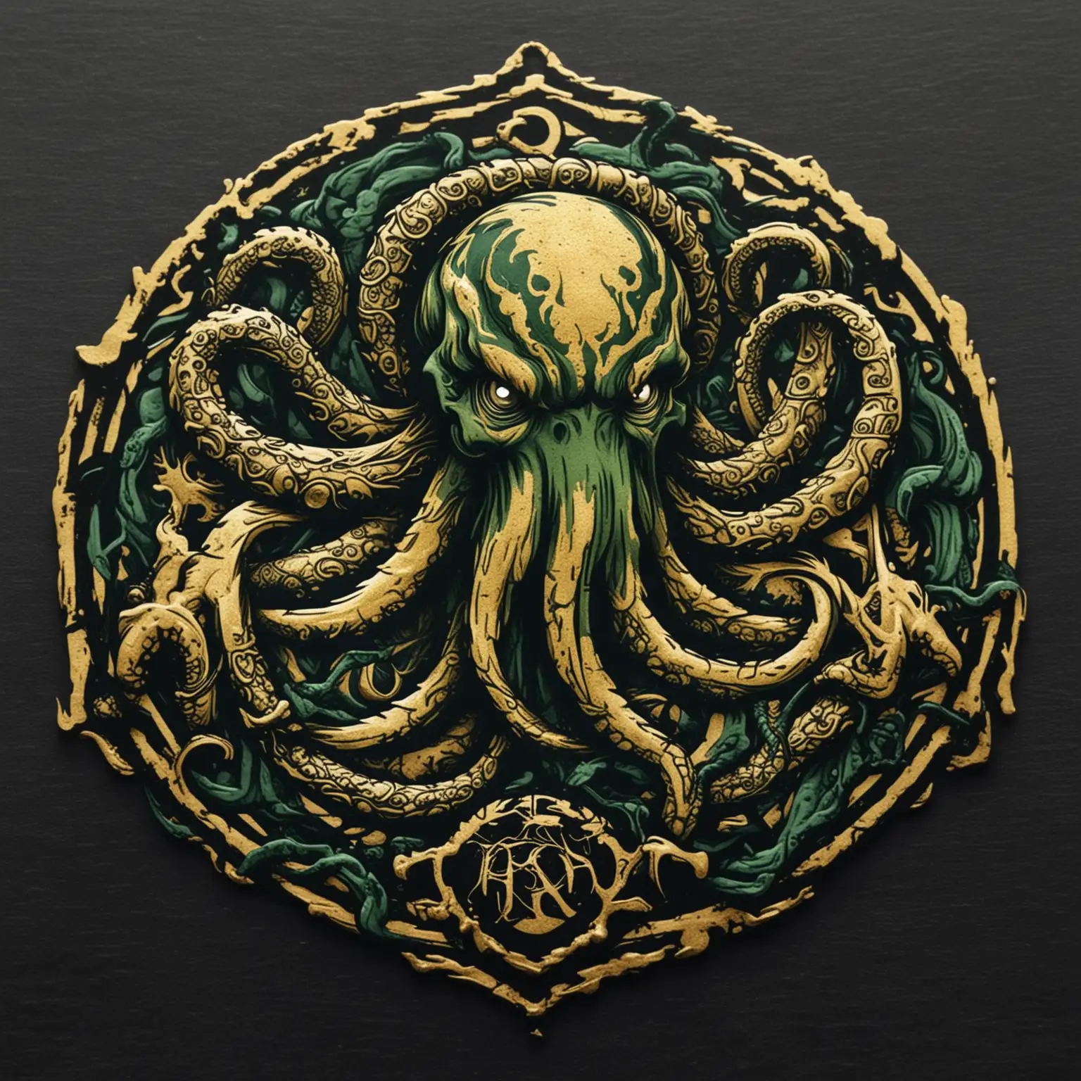 Kraken Football Logo in Gold and Dark Green