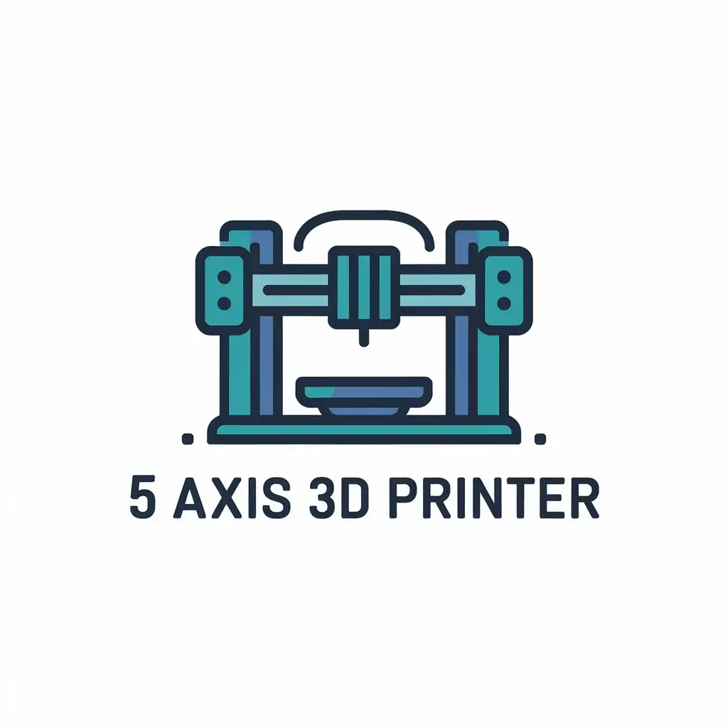 a vector logo design,with the text "5 axis 3D printer", main symbol:3D printing machine,Moderate,be used in medical industry,clear background