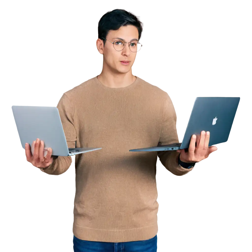 Focused-Man-Analyzing-SEO-Data-on-an-Apple-Laptop-HighQuality-PNG-Image