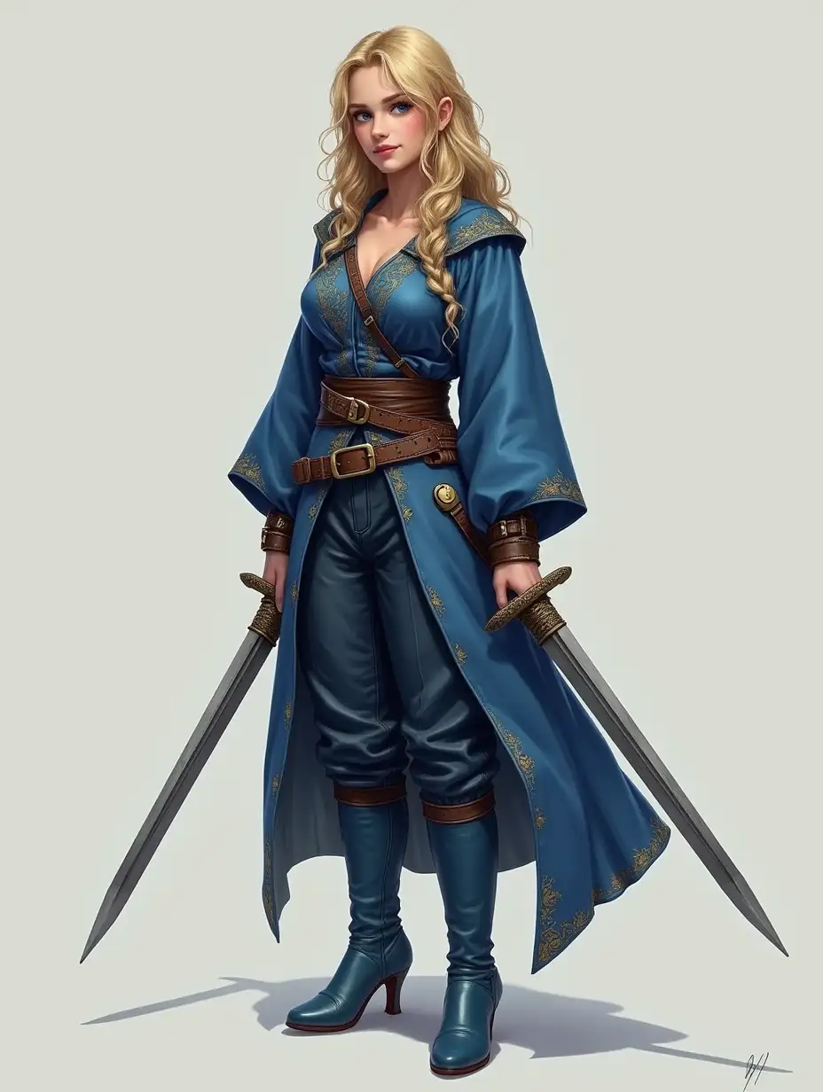 Blonde-Female-Warrior-in-Blue-Embroidered-Robes-with-Dual-Short-Swords