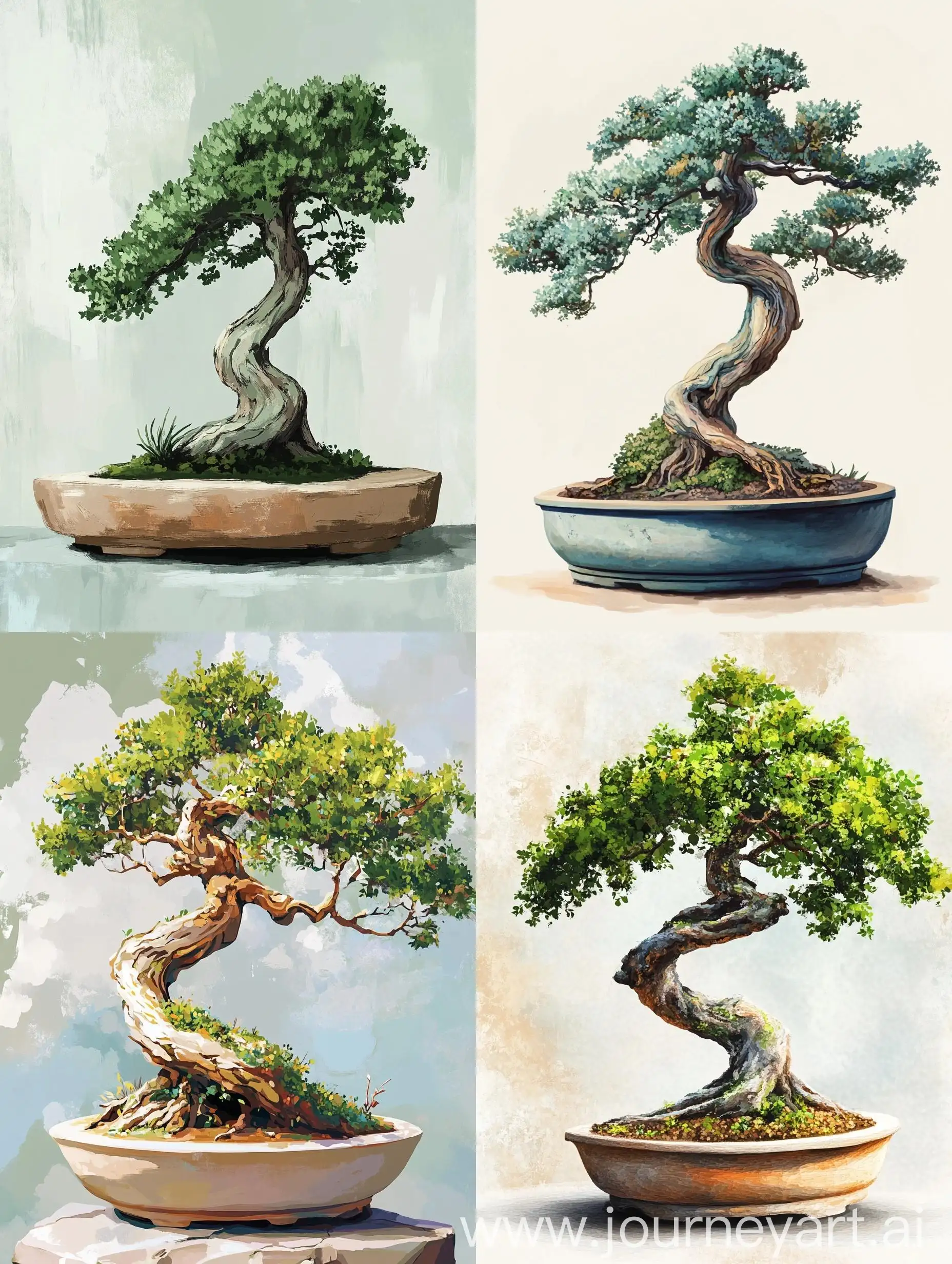 Tranquil-2D-Bonsai-Tree-Illustration-with-Harmonious-Composition