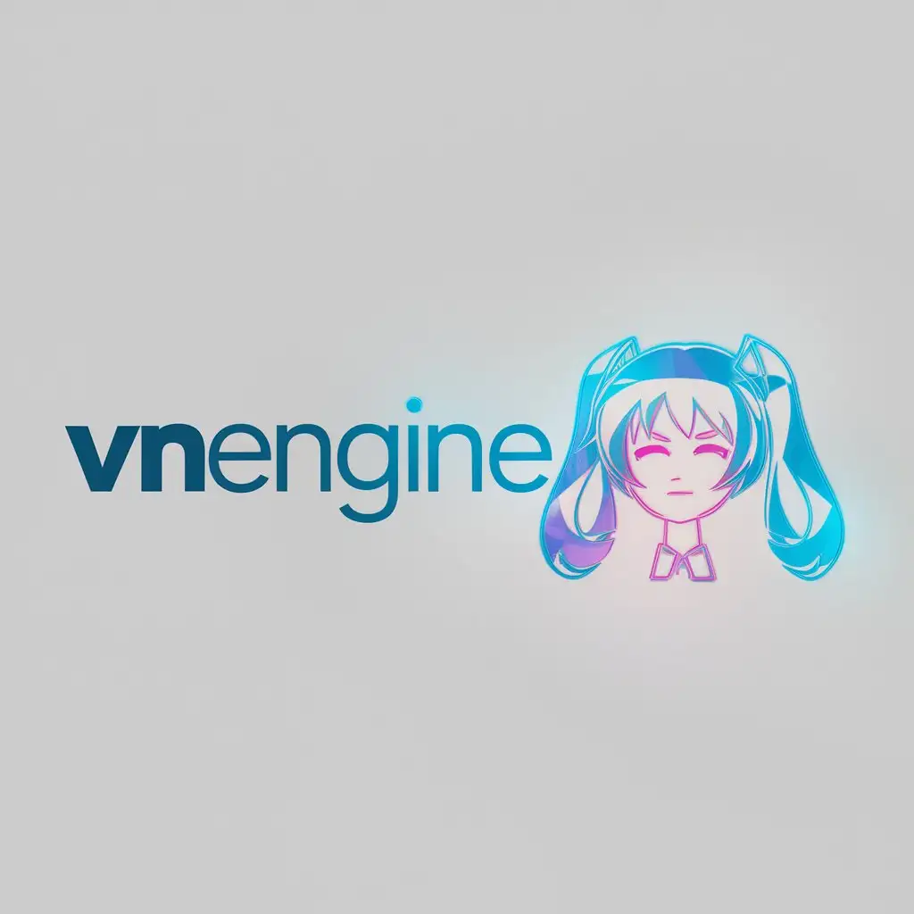 a logo design,with the text "VNENGINE", main symbol:Hatsune Miku,Minimalistic,clear background