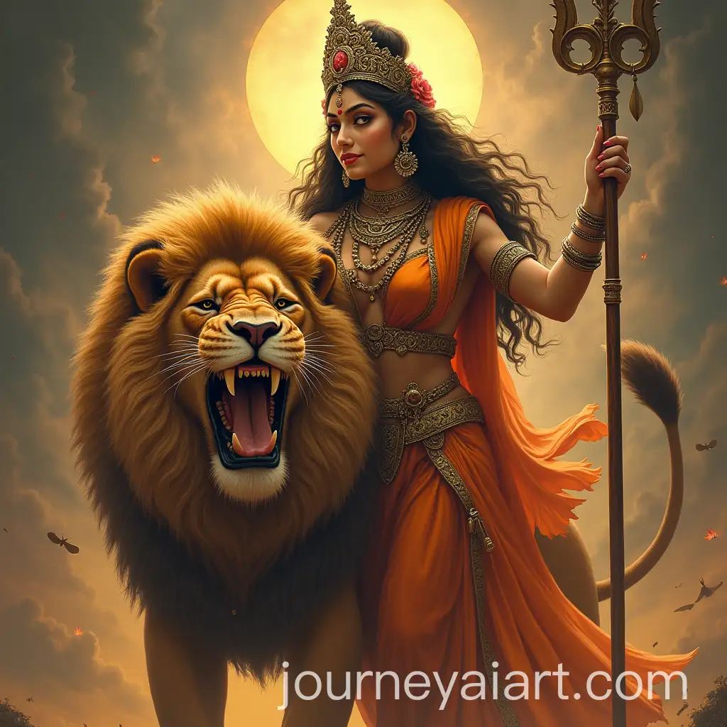Goddess-Durga-Riding-a-Lion-in-Divine-Power