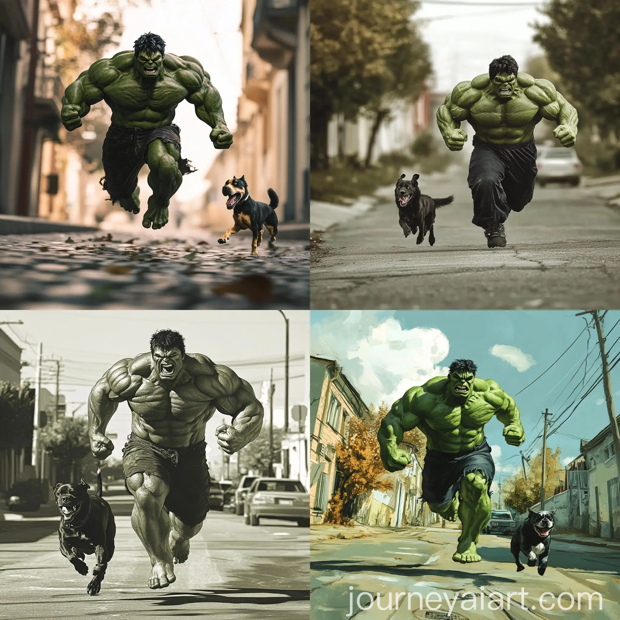 Hulk-Running-from-Dog-Down-the-Street