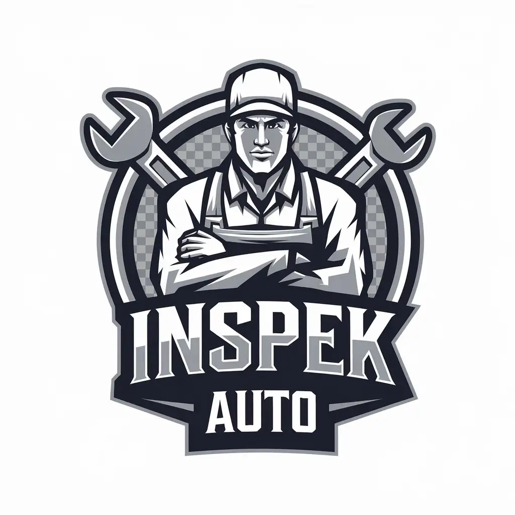 LOGO Design For Inspek Auto Car Mechanic Theme with Modern Vector Graphics