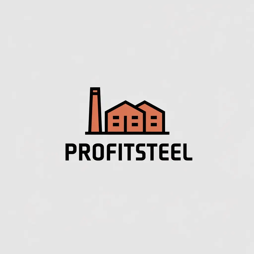 a vector logo design,with the text "ProfitSteel", main symbol:copper pipe factory,Minimalistic,clear background