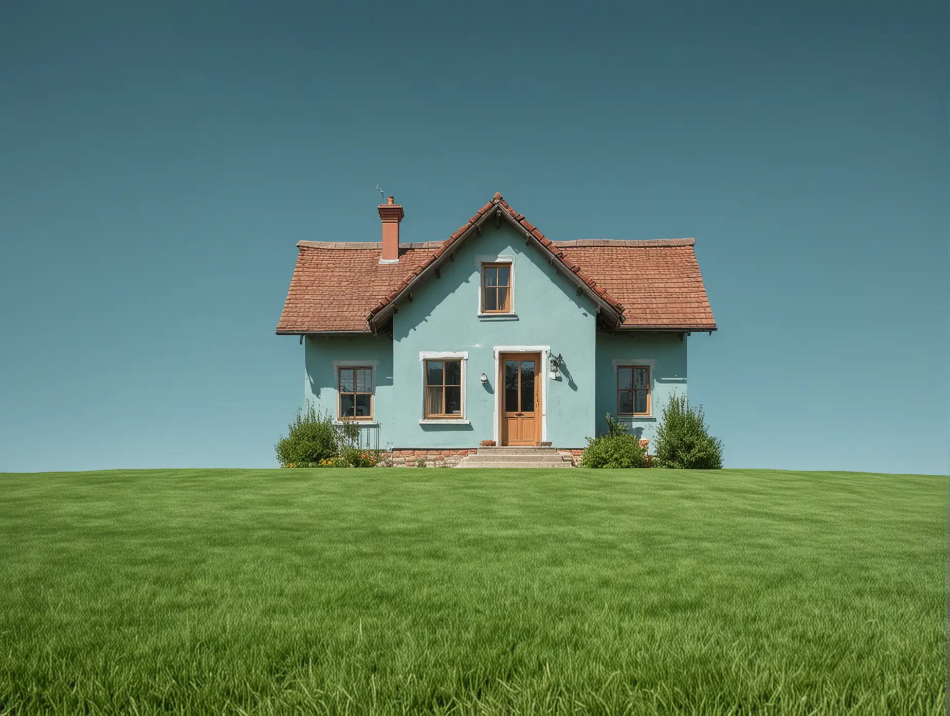 Tranquil-Landscape-with-Blue-Sky-and-Country-House