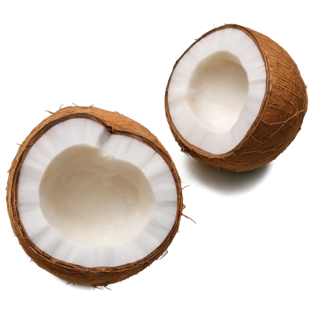 Photorealistic-Tropical-Coconut-PNG-with-Split-White-Flesh-and-Fibrous-Husk-High-Detail-Studio-Lighting