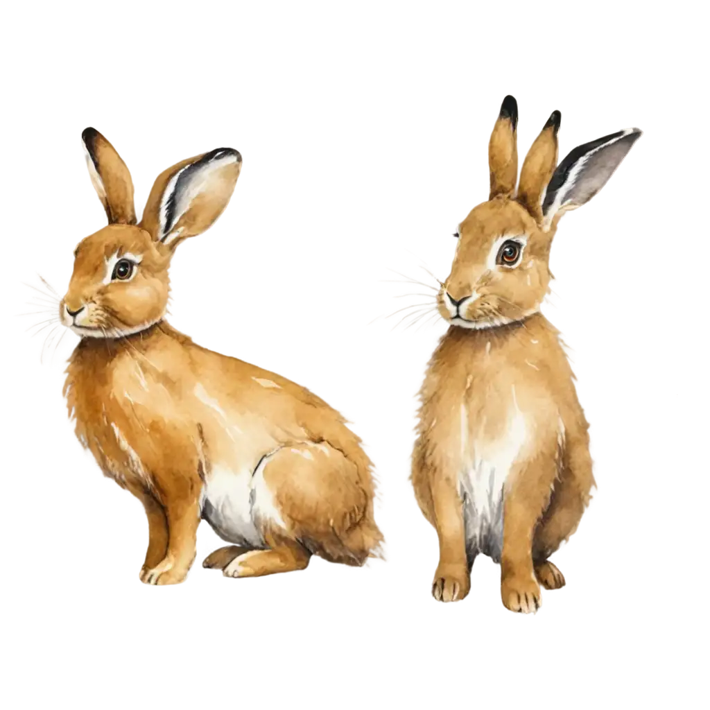 Watercolor-Hares-in-PNG-Format-Beautiful-Transparent-and-HighQuality-Art-for-Your-Projects