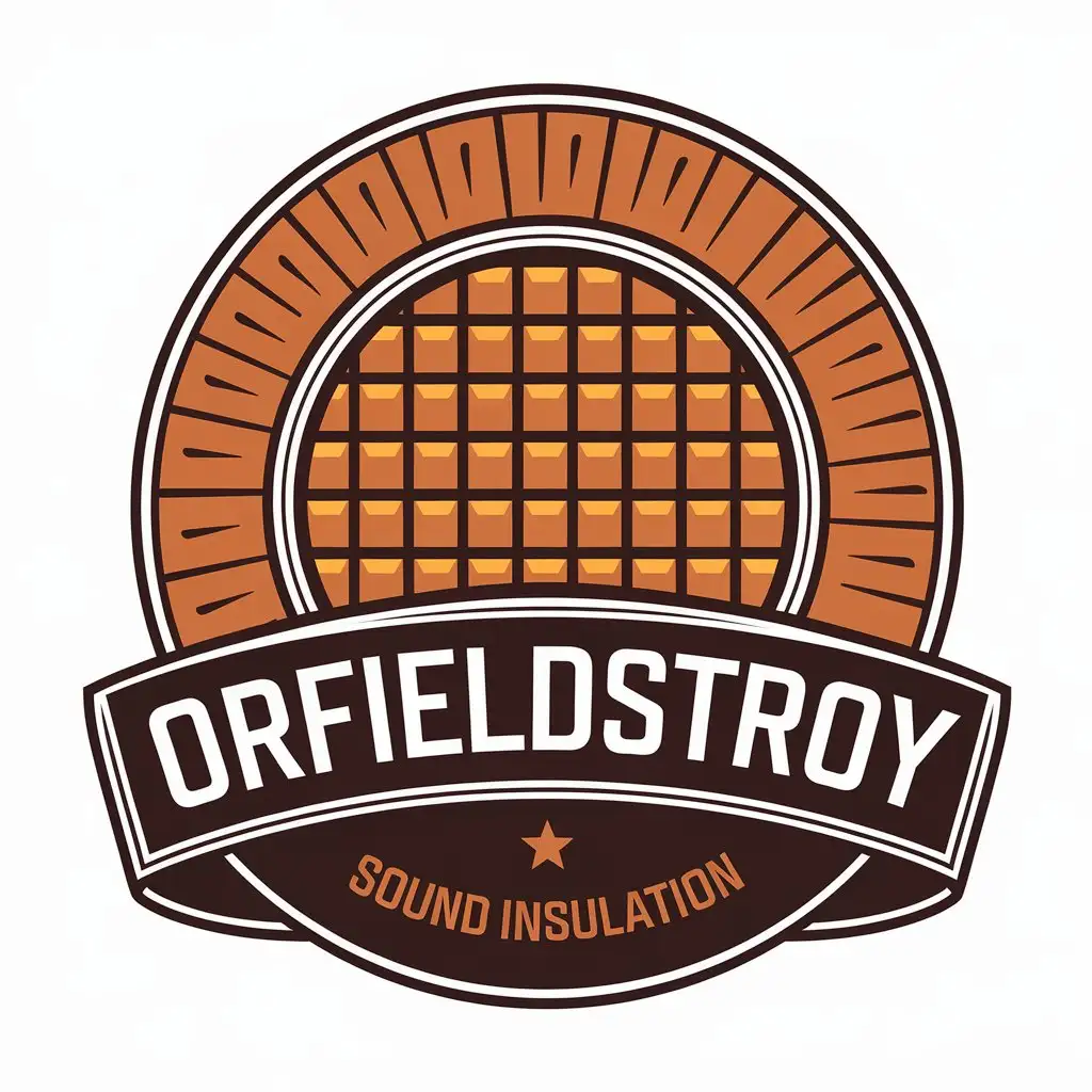 a vector logo design,with the text "OrfieldStroy", main symbol:Orfield sound insulation,Moderate,be used in Construction industry,clear background