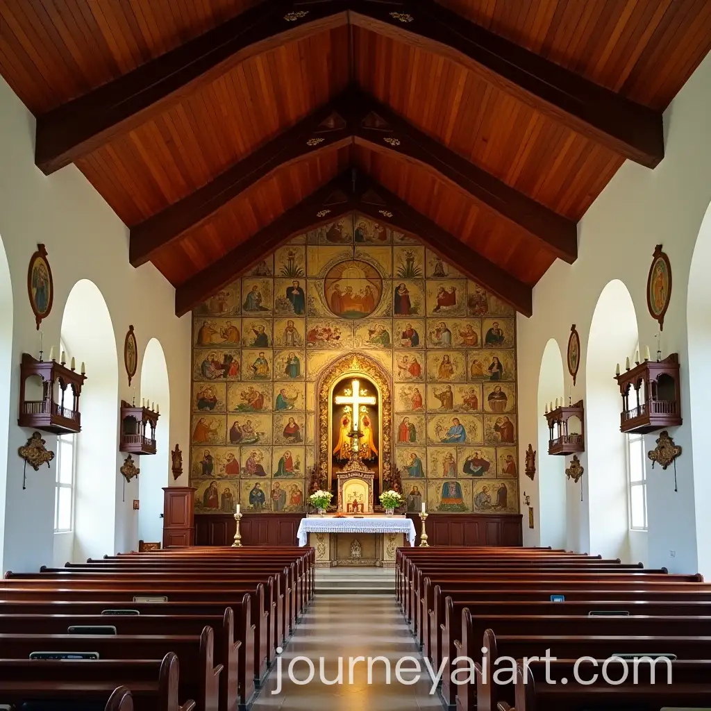 Beautiful-Catholic-Church-with-Mahogany-Wooden-Roof-and-Mosaic-of-Saints