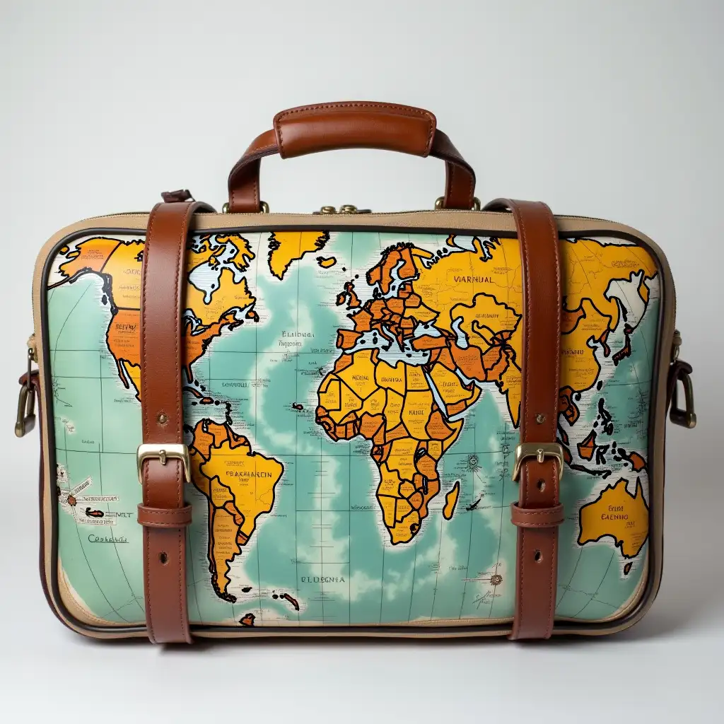 Globe.map.notebook phone suitcase