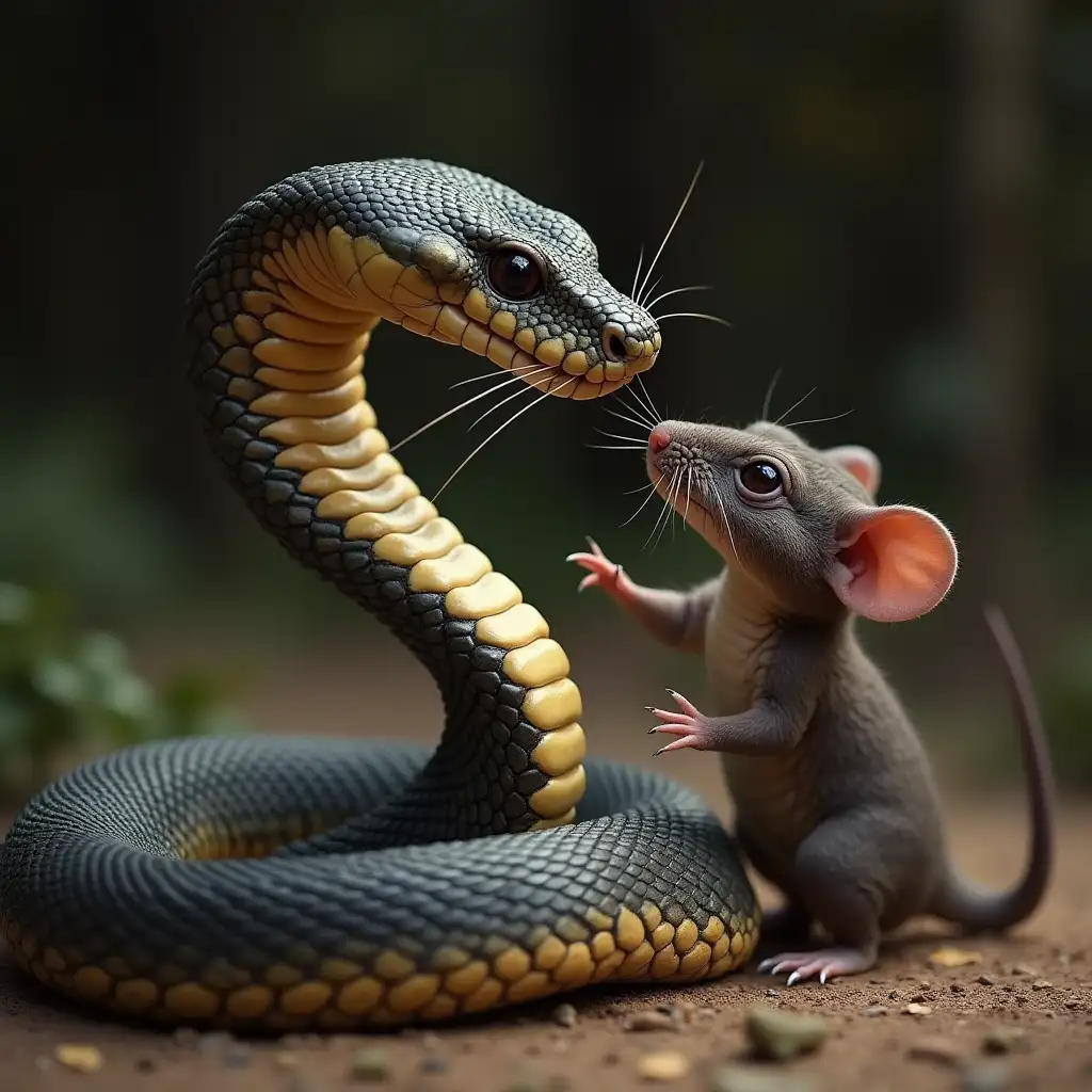 Cobra fighting with a rat