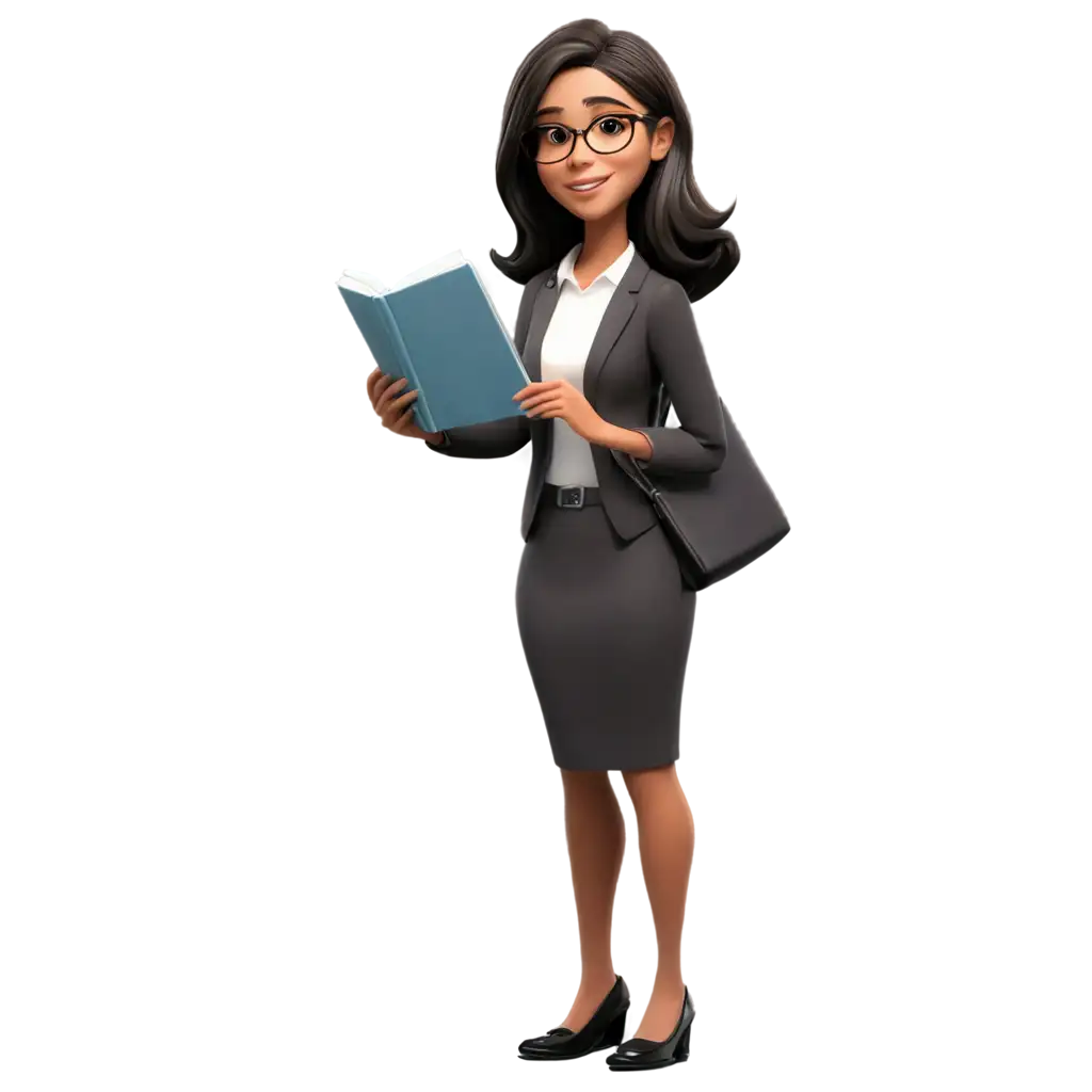 Animated-Teacher-Holding-a-Book-PNG-Image-Educational-Illustration