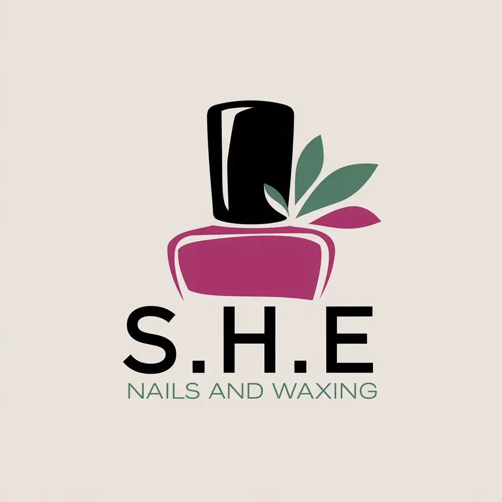 LOGO Design for SHE Nails and Waxing Elegant Beige Green Tone with Minimalistic Nail Polish Symbol