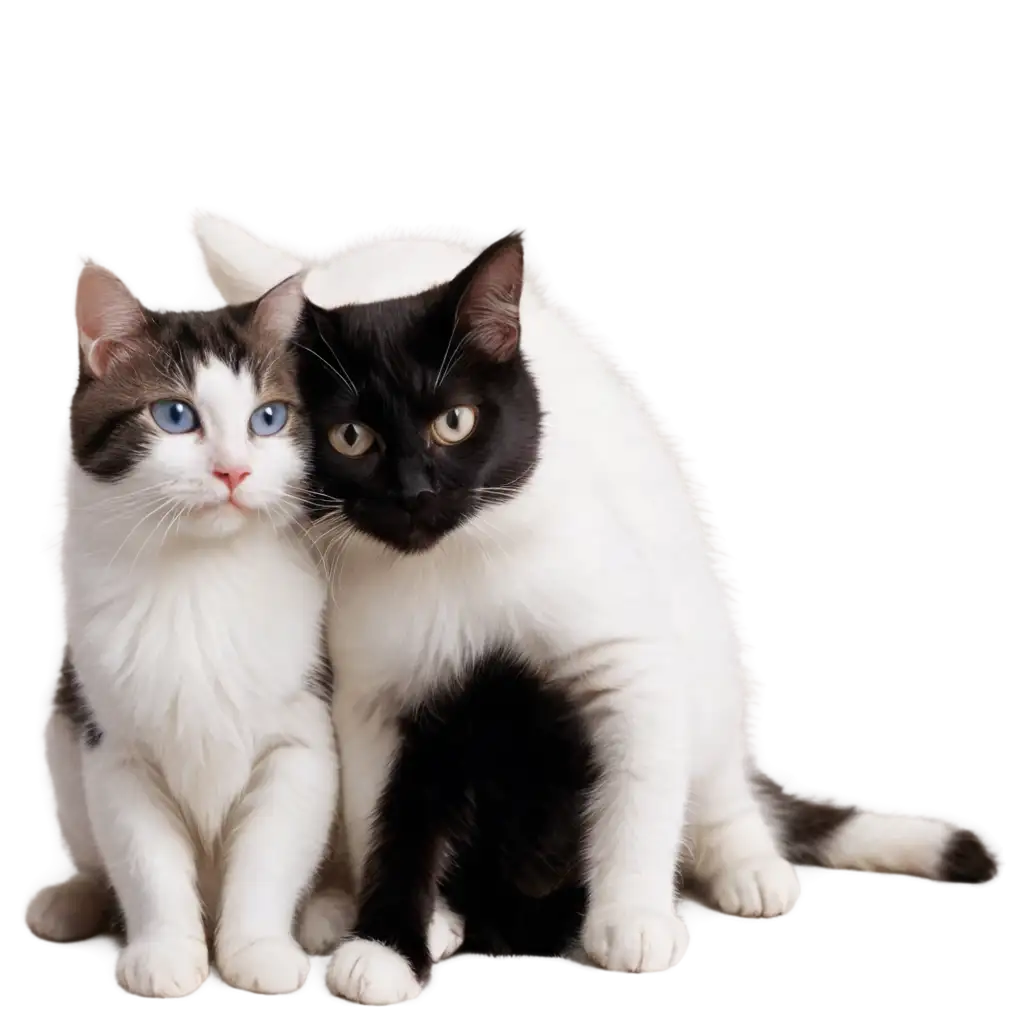 HighQuality-PNG-Image-of-a-Black-Cat-and-a-White-Cat-for-Various-Creative-Uses