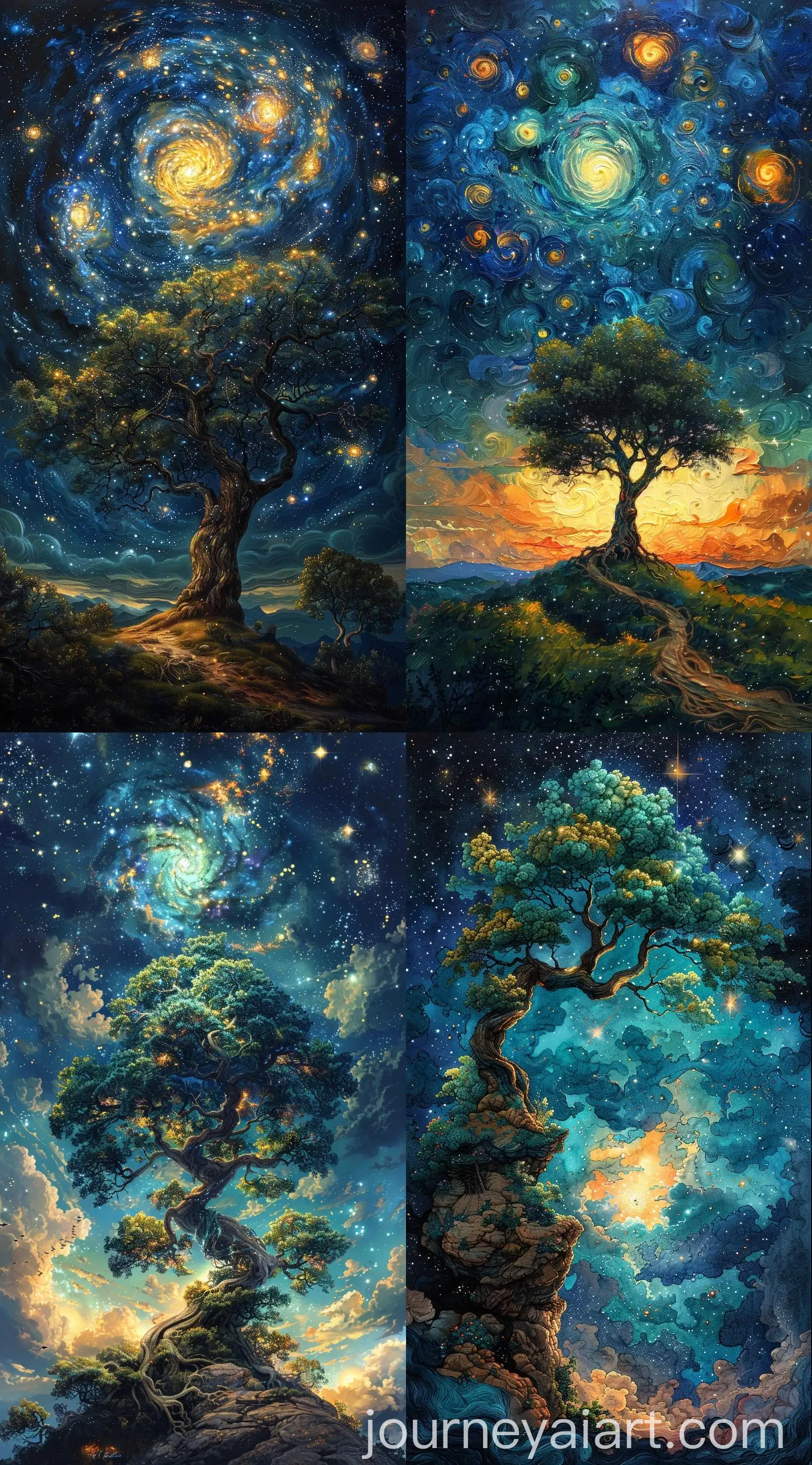 Dreamlike-Fantasy-Tree-Painting-with-Stars-in-Multilayered-Dimensions
