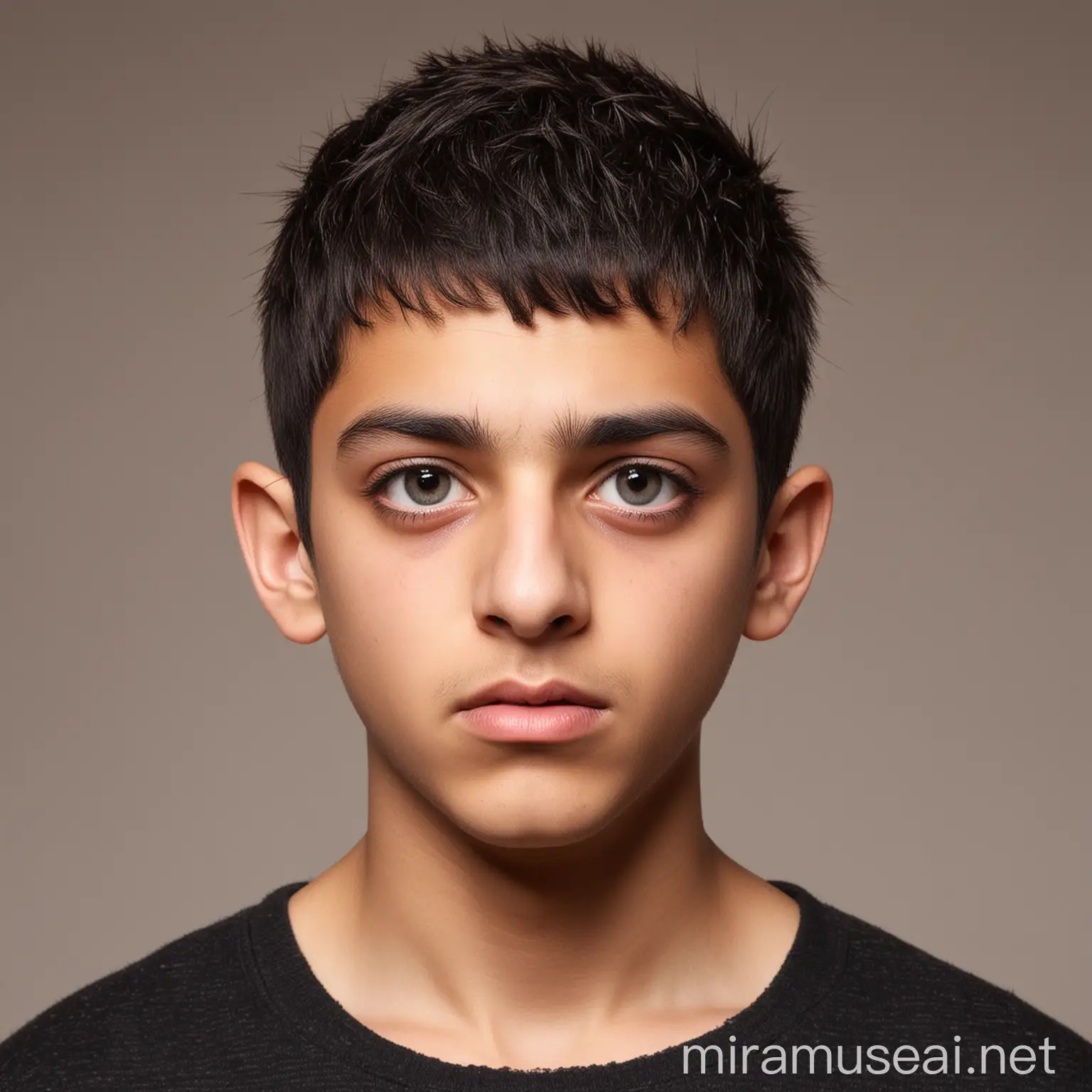 Persian Boy with Big Eyes and Buzzed Hair