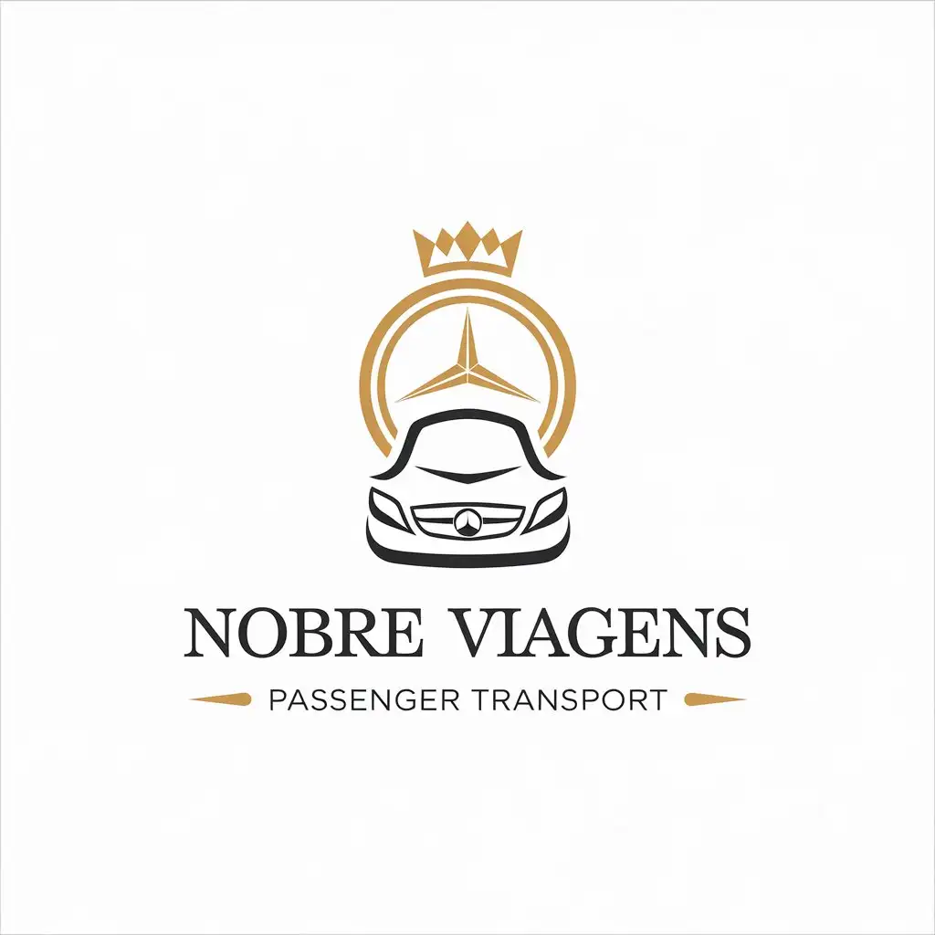 LOGO Design for Nobre Viagens Luxurious Black Gold and Silver Car Rental Logo with Crown and MercedesInspired Symbol