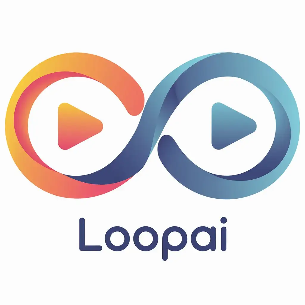 LOGO Design for LoopAI Infinite Loop Play Button with Soft Gradient Colors and Fluid Design