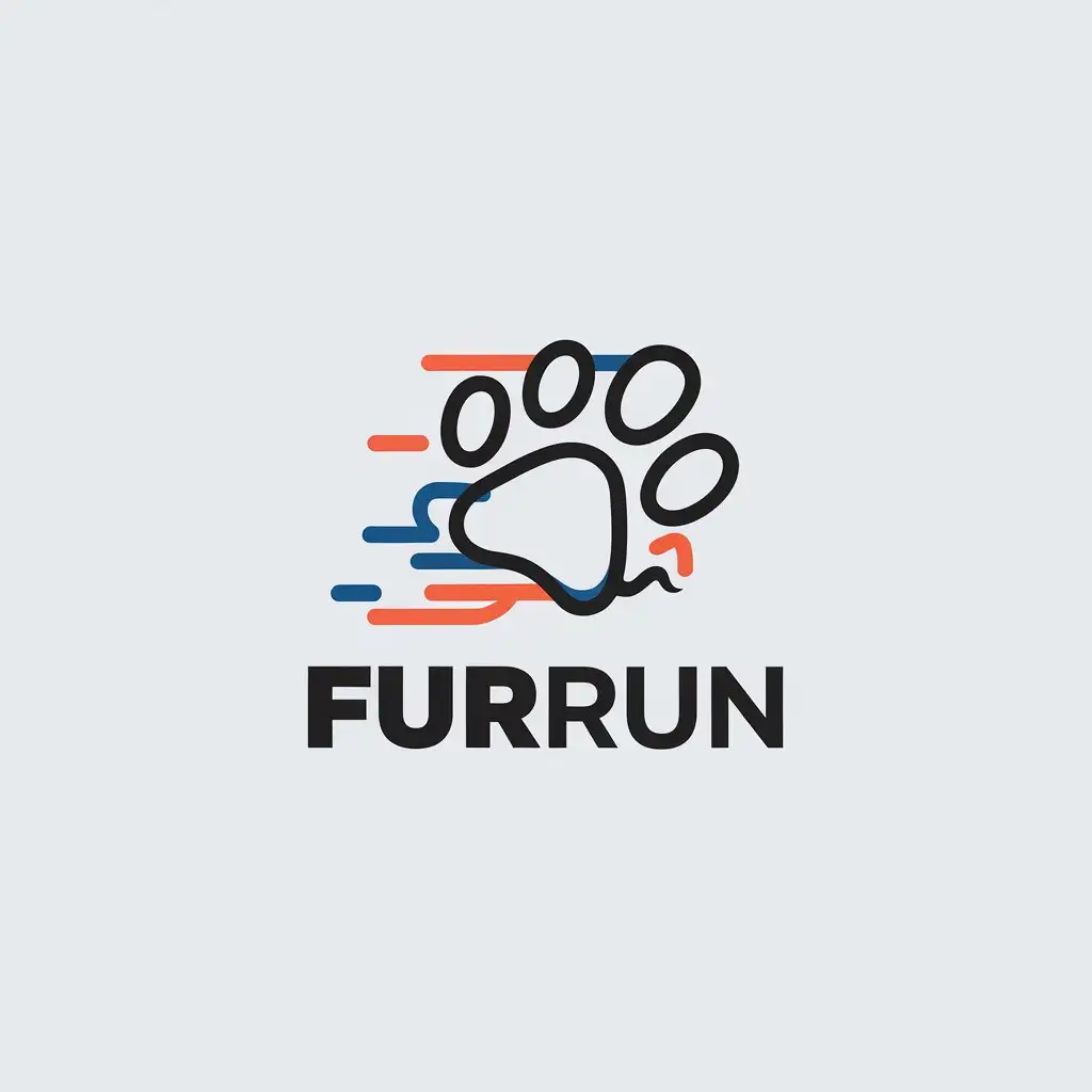 LOGO Design for FurRun Dynamic Paw Print Running Outline with Minimalistic Style for Pet Industry