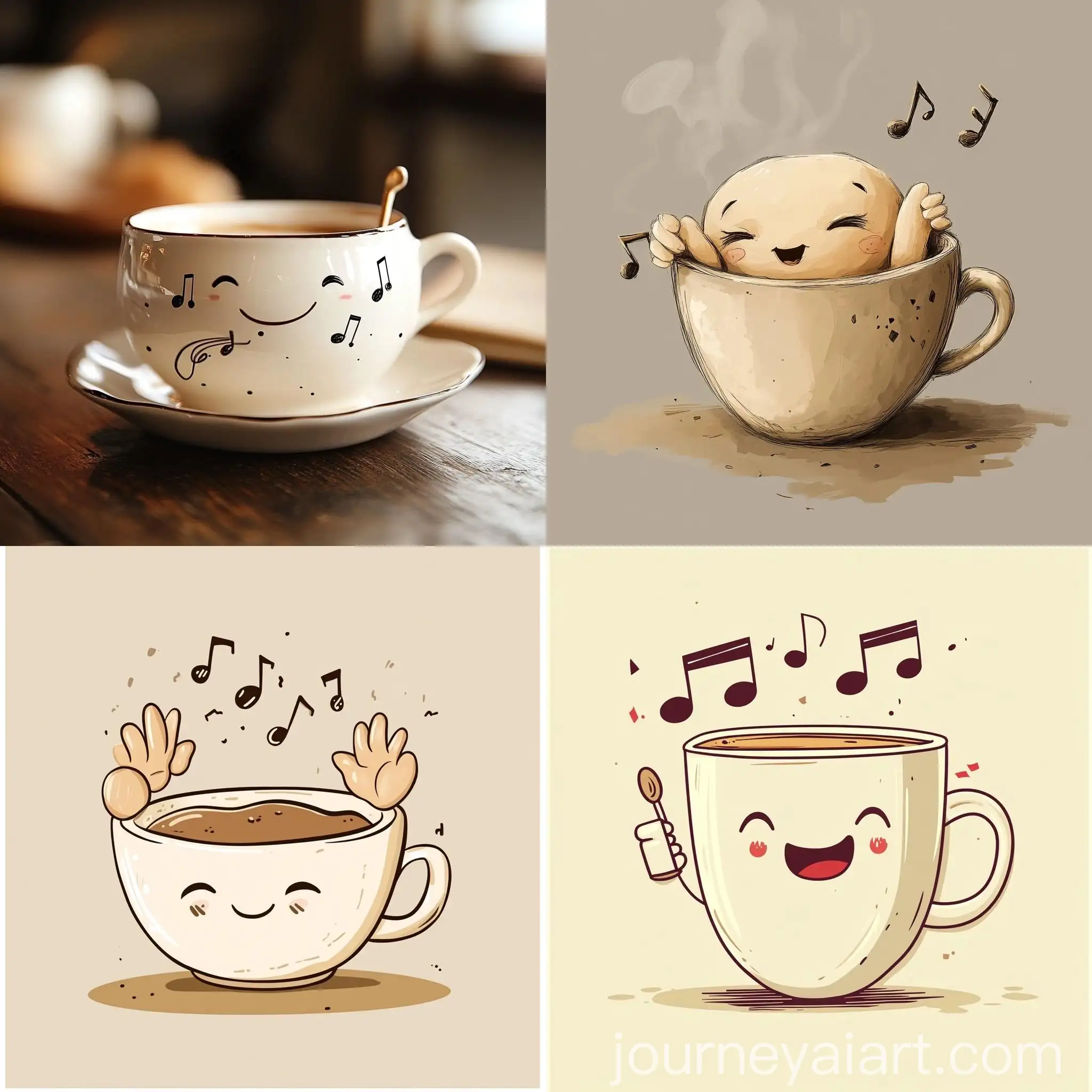 Coffee-Cup-Playing-Music-with-Hands-and-Face-in-a-Cafe-Cartoon-Style