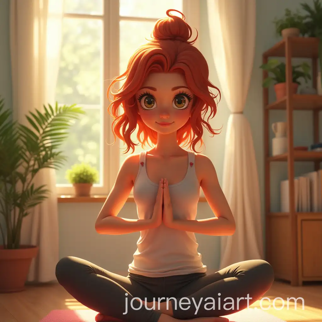 Young-Housewife-Preparing-for-Yoga-in-Sunlit-Modern-Interior