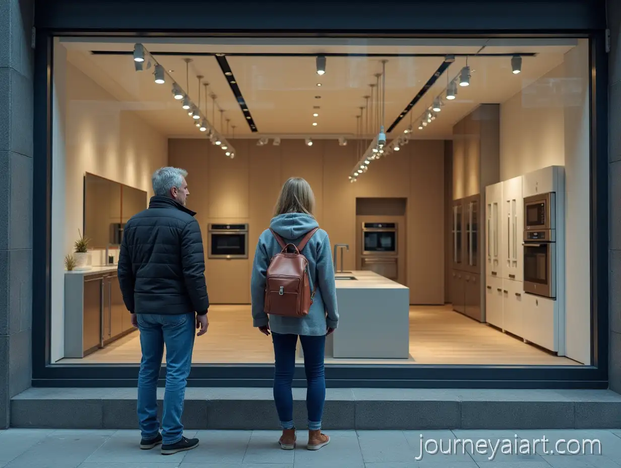 Man-and-woman-window-shoppingMan-and-Woman-Admiring-Modern-Appliances-Through-Store-Window