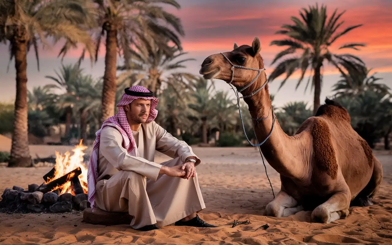 Paul Walker at Abu Dhabi Oasis with Camel and Campfire