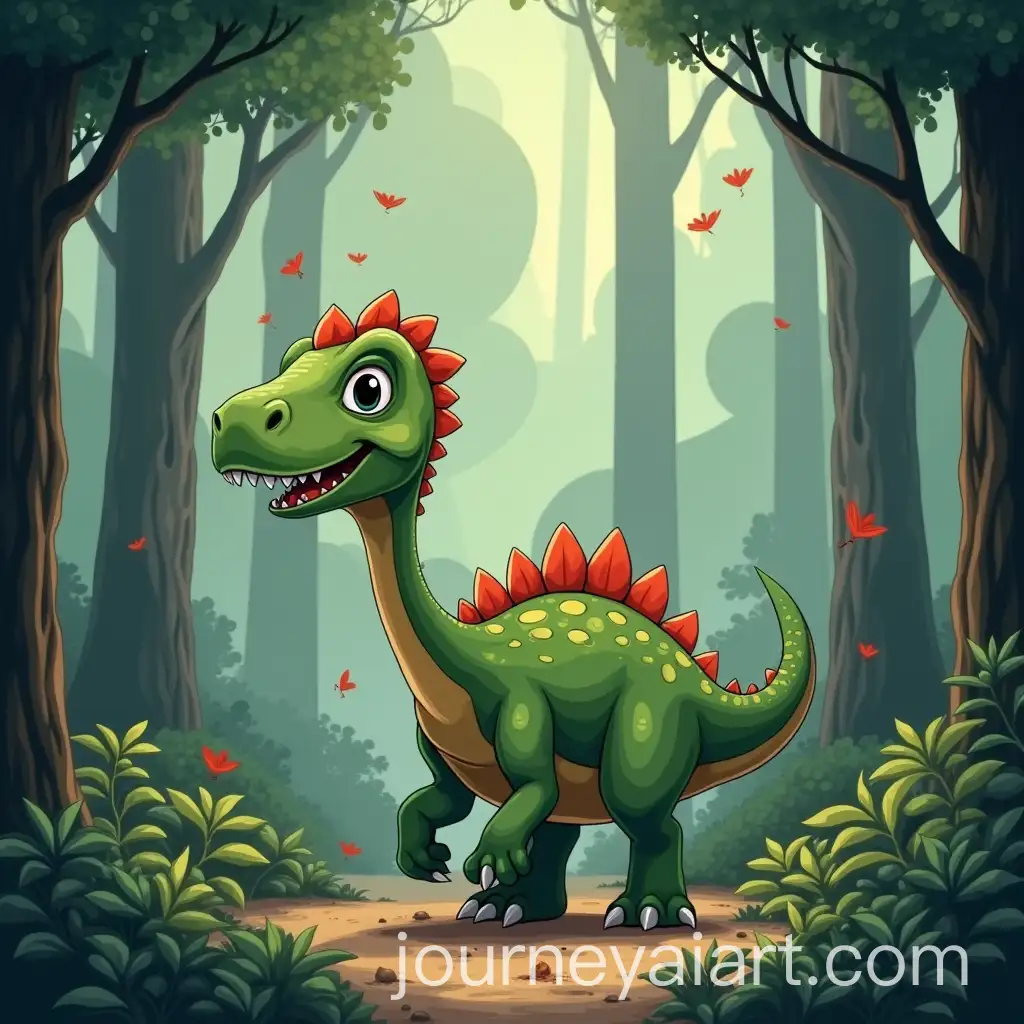 CartoonStyle-Tyrannosaurus-Rex-in-a-Lush-Forest