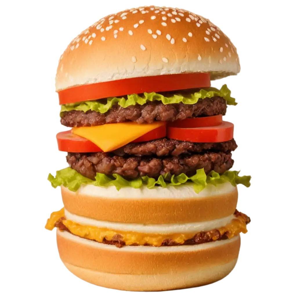 Delicious-Hamburger-on-Gradient-Red-Background-HighQuality-PNG-Image