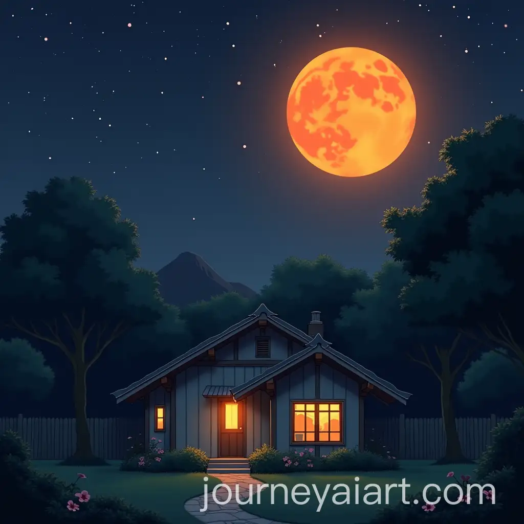 Enchanting-Studio-Ghibli-Style-House-Illuminated-by-Orange-Moonlight