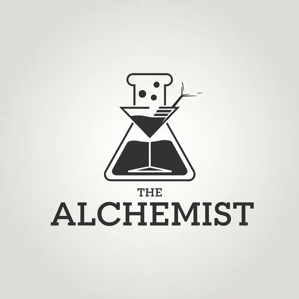 LOGO Design For The Alchemist Cocktail Glass in an Erlenmeyer Flask