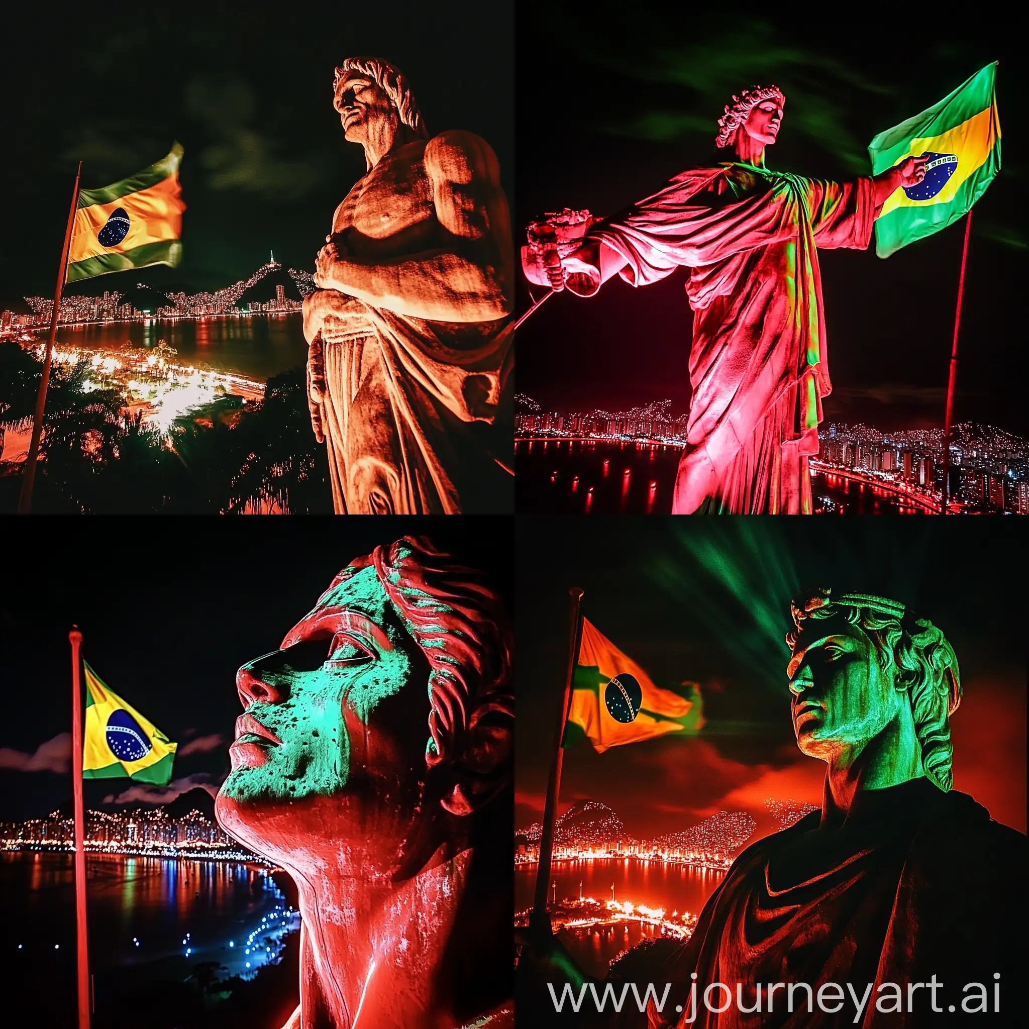 CloseUp-of-a-Statue-Illuminated-at-Night-with-a-Waving-Brazilian-Flag-During-a-Rio-de-Janeiro-Festival