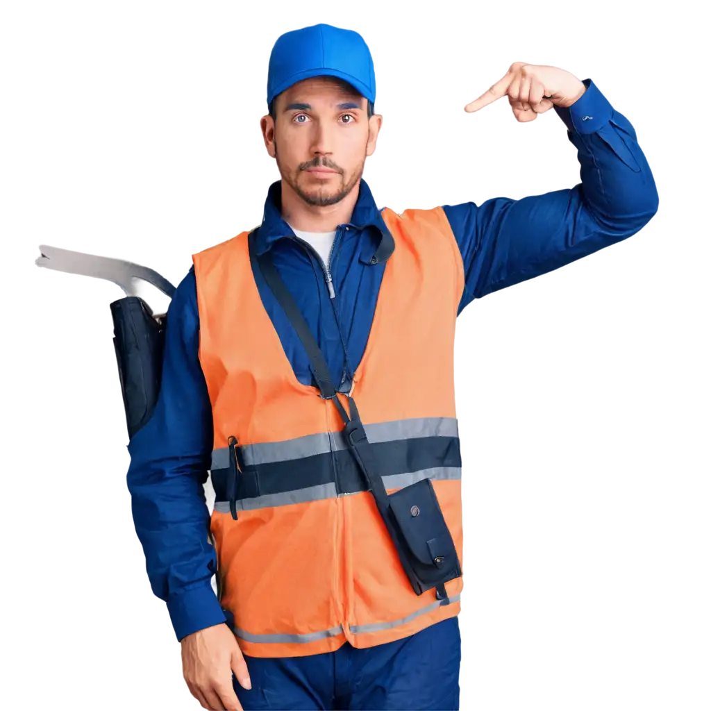 Traffic-Guard-in-Blue-Hat-Pointing-Left-PNG-Image-for-Clear-Visual-Communication