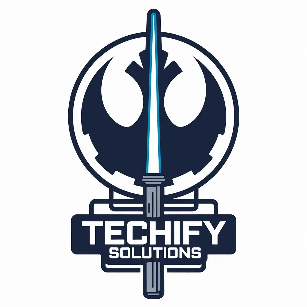 LOGO Design for Techify Solutions Star WarsInspired Complex Vector for Internet Industry with Clear Background