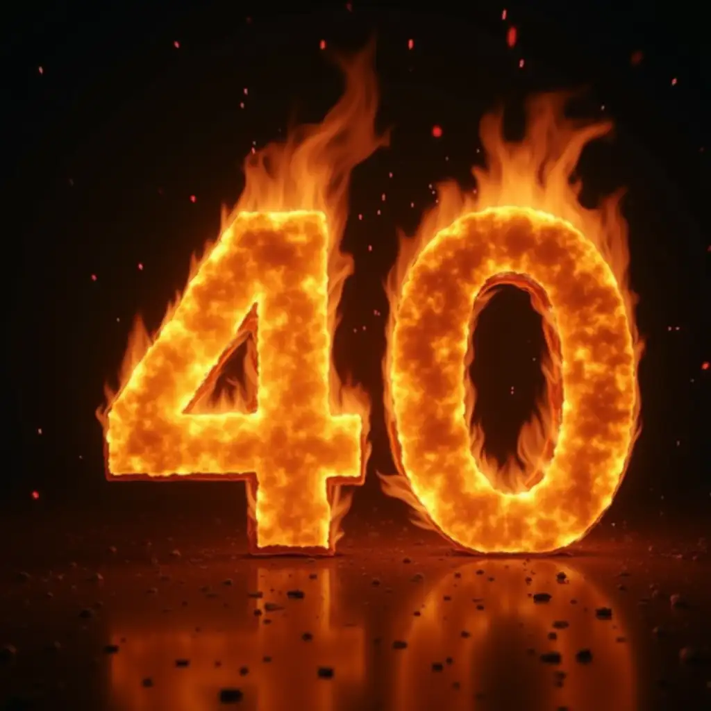 a small video of the number 40 wrapped in flames