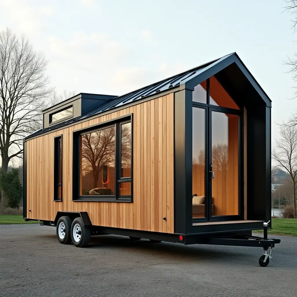 Sleek-and-Compact-Portable-Tiny-House-with-Wooden-and-Black-Metal-Exterior