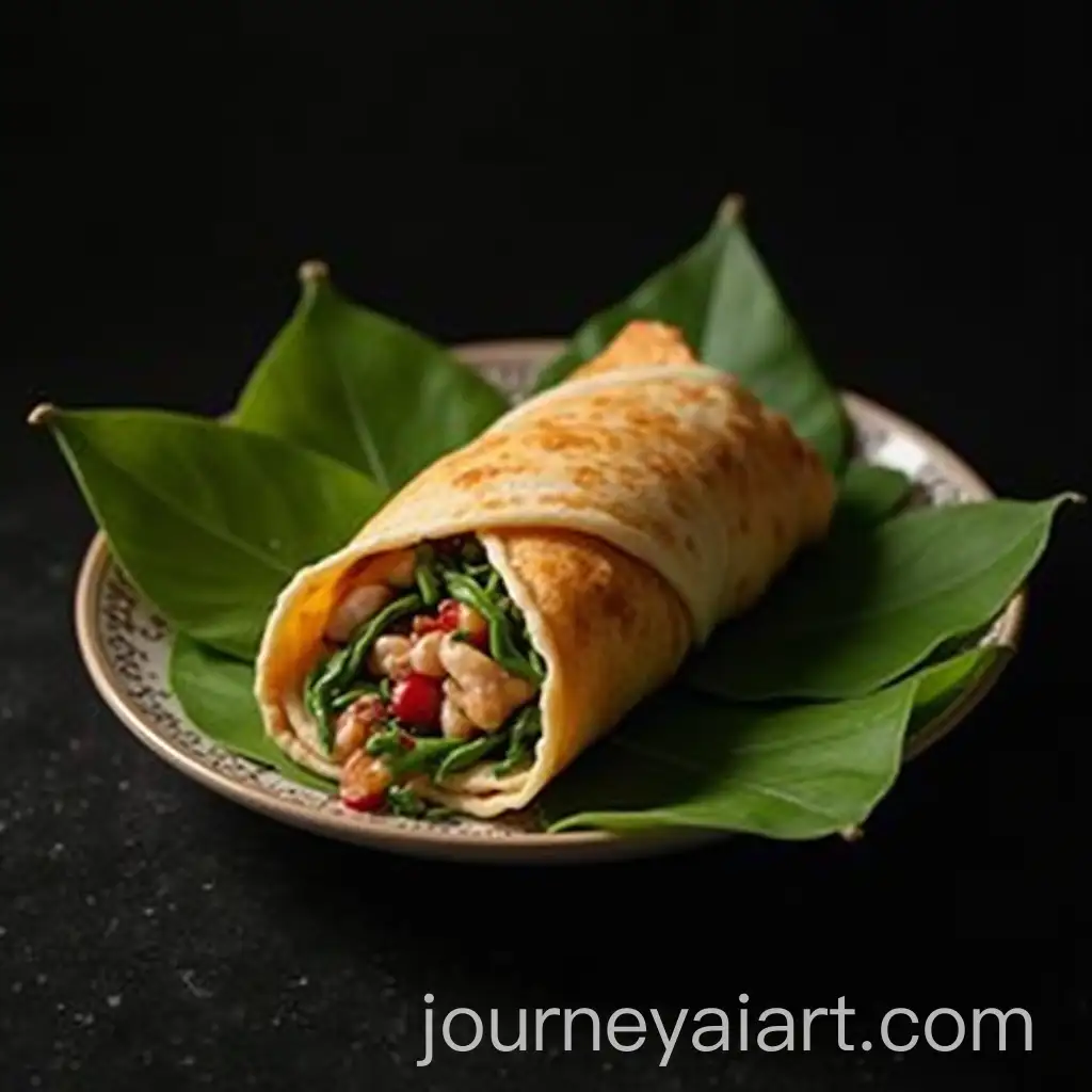 Photorealistic-Food-Wrapped-in-Leaves-on-Dark-Background