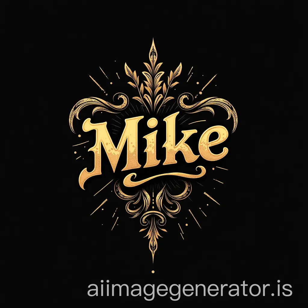 Custom-Black-and-Gold-Tattoo-Logo-Featuring-Mike-Tattoos-with-Tattoo-Machine-Design