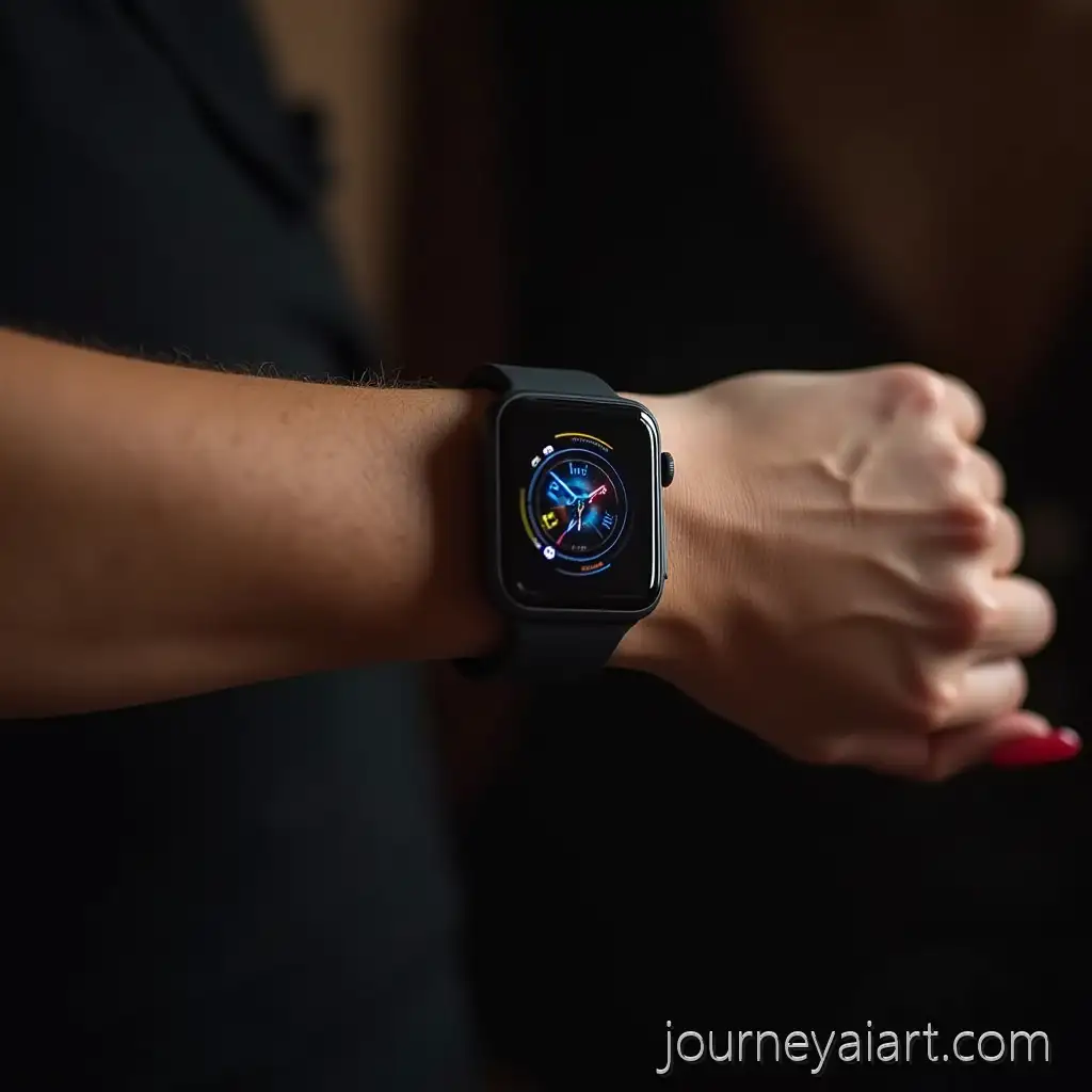 Smart-Watch-Jumping-Onto-a-Stylish-Womans-Wrist-in-Vibrant-Action-Scene