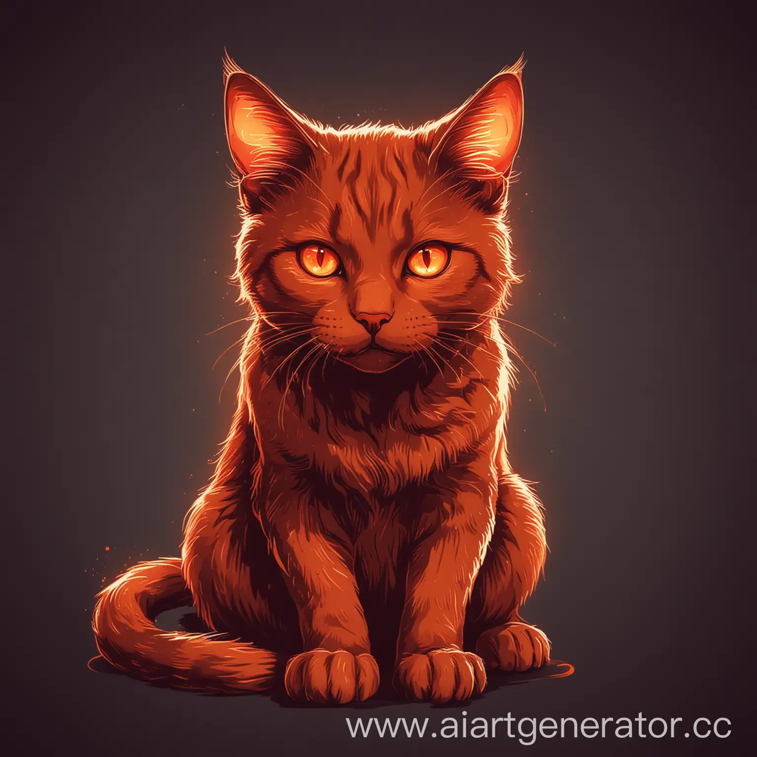 Glowing-Eyes-Red-Cat-Vector-Drawing